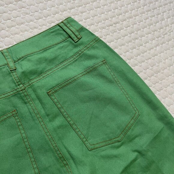 FARM Rio Green Straight Pleat Pants NWOT Women's Size 27 W29 Cotton High Waist - Picture 13 of 14